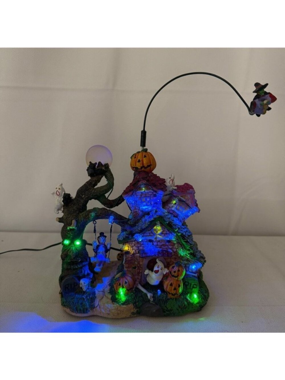 Target LED Village With Flying Witch Halloween Decoration 2009 Tested And Works